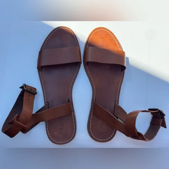 Madewell Women’s Boardwalk Ankle-Strap Sandals – English Saddle Brown – Size 9 - Picture 4 of 6